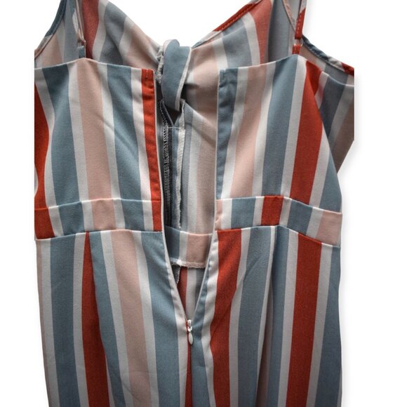 Romeo + Juliet Couture Jumpsuit M Womens Striped Pastel Polyester Blend Flare - Picture 9 of 9